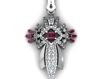 daimond and ruby pandant 3D print model