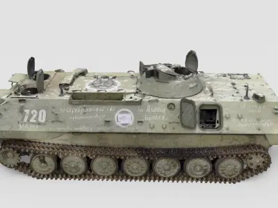 destroyed russian MT-LB multi-purpose towing vehicle  3D model