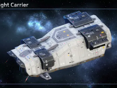 Spaceship Carriers  Fighters Low-poly 3D model