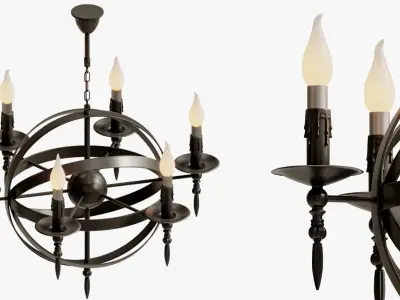 Chandelier Black Sphere Loft Deco 3D model