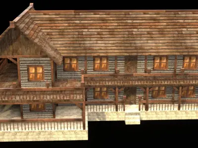 Medieval Farmhouse Low Poly Model Low-poly 3D model