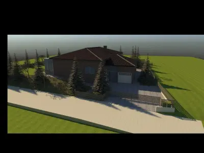 Hause 3D model house on hill 3D model