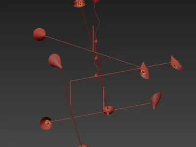 Hanging modern chandelier with four arms 3D model