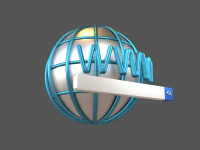WWW Icon with Search Bar v1 003 Low-poly 3D model