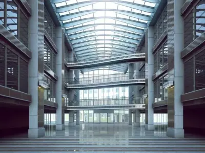 Spacious Empty Modern Hall 3D model