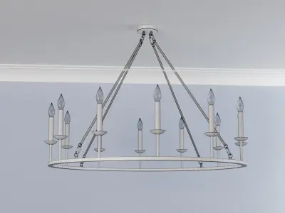 Remington Iron Round Ceiling-Mounted Chandelier 3D model