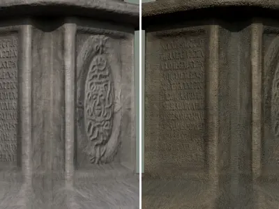 Big Water Fountain concrete shell octopus Low-poly 3D model