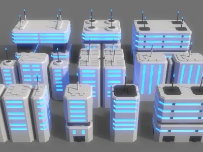 PBR Sci-Fi Building A 21-30 3D Model Pack