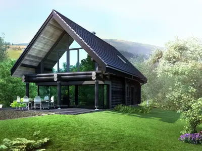 Wood house model 3d dom55 3D model 3D model