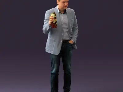 Barman in light gray top juice in hand 0941 3D model