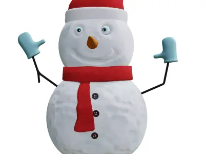 Snowman wearing hat and scarf 3D model purchase