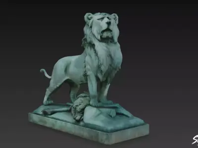 Lion Statue V41 Low-poly 3D model