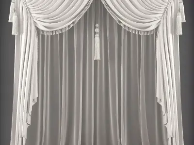 Curtain 3D with tassels Low-poly 3D model