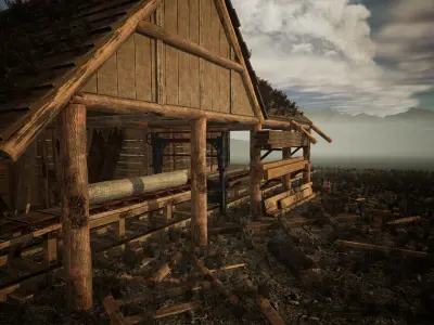 Lumber Mill 37 Assets Low-poly 3D model