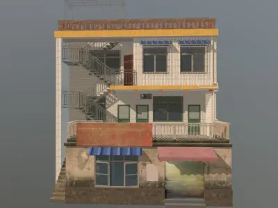 Building houses in small town residential areas Low-poly 3D model