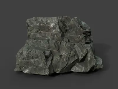 Low poly Black Sharp Modular Rock 211210 Low-poly 3D model