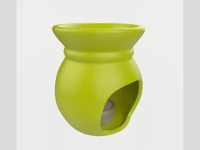 Ceramic Aroma Lamp with Candle Low High Poly 3D model