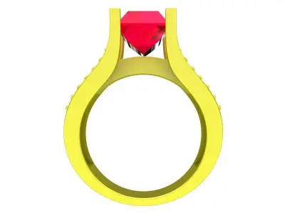 Luxury Emerald Cut Ruby Diamond  Shank Ring Design for Men 7320 3D print model