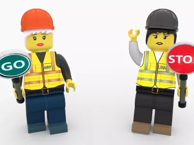 Lego woman workers with tools  3D model