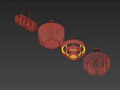 Emile four different chandeliers in gold and brass 3D model