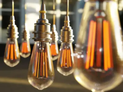 Filament Bulb - Fully defined Low-poly 3D model
