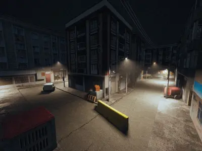 Post Apocalyptic Street Low-poly 3D model