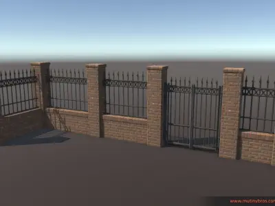 PBR Modular Fence Pack Low-poly 3D model