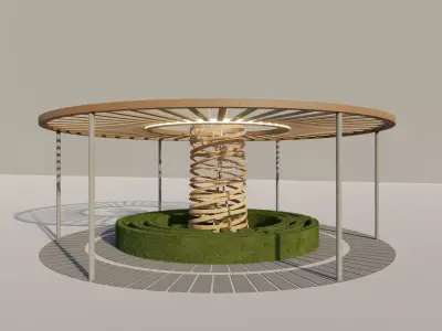 Architectural Planter with Wooden Canopy Low-poly 3D model