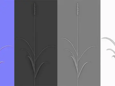 Shrub 2 tall grass Low-poly 3D model