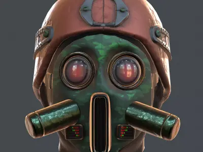 Gas mask helmet 3d model scifi Low-poly  Low-poly 3D model