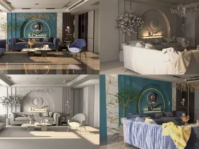 Architectural Interior Scene - Living Room 3D model
