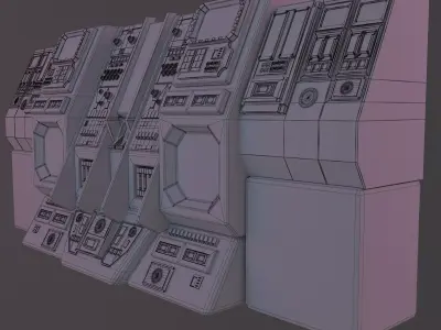 sci-fi control station Low-poly 3D model