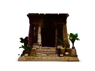 Stylized Egyptian Temple Gate 3D Model Low-poly 3D model