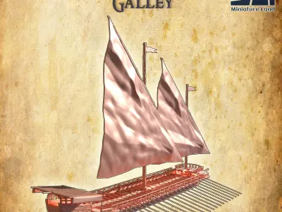 17 Century Galley 28 mm Tabletop Terrain 3D print model