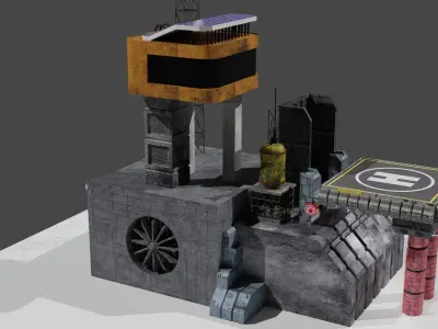 Sci-Fi base low-poly 3D model Low-poly 3D model