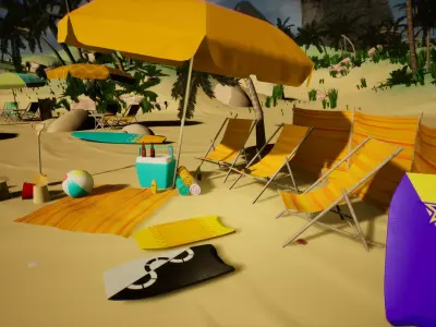 Beach Asset Pack Low-poly 3D model