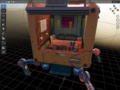 cubey orange robot with light 3D model