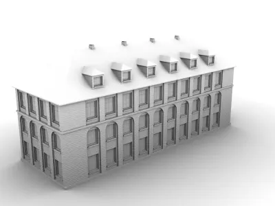 School old brick building 3D model
