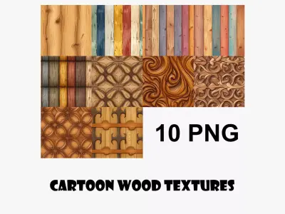 Cartoon Wood Textures Pack 08 - 10x PNG  Texture