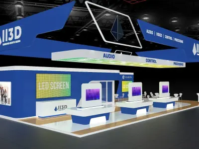 Exhibition Stand Stall Four Side Open 19X10 3D model