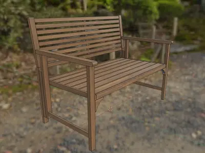 Wood chair Low-poly 3D model
