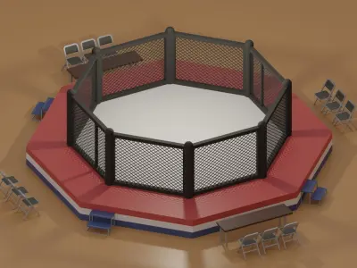 Cartoon UFC Octagon Ring 3D model