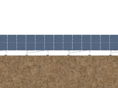 Lowpoly Ground Mounted Solar Panels-17 Rows of PV Modules Low-poly 3D model