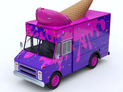 Step Van Ice Cream Low-poly 3D model