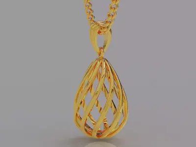 Elegant Teardrop Pendant with Spiral Woven Detail 3D print model