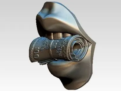 Million Hundred Thousand Dollar Lady Mouth Money roll lip 3D print model