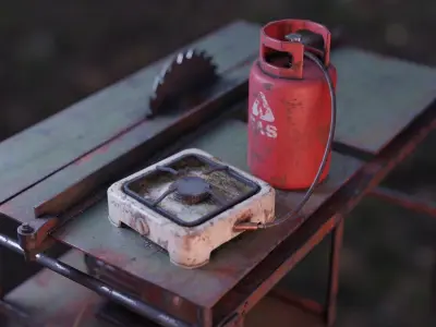 Small Old Gas Stove Low-poly 3D model