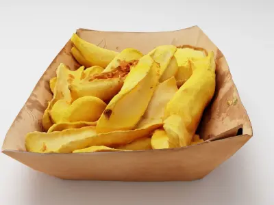 Potato dip dipping fried fry sauce with greens 3D model