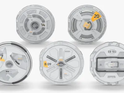  Modular Sci-Fi Hatch Covers with Caution Labels Gray 