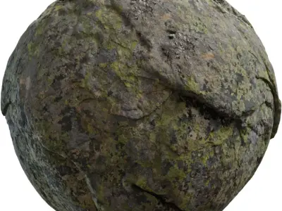 Realistic Mossy Cracked Rock Surface Texture